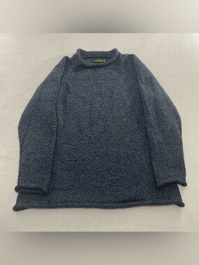 American South Side Alpaca Wool Knit Women L/XL Blue Rollneck Sweater Peru EUC